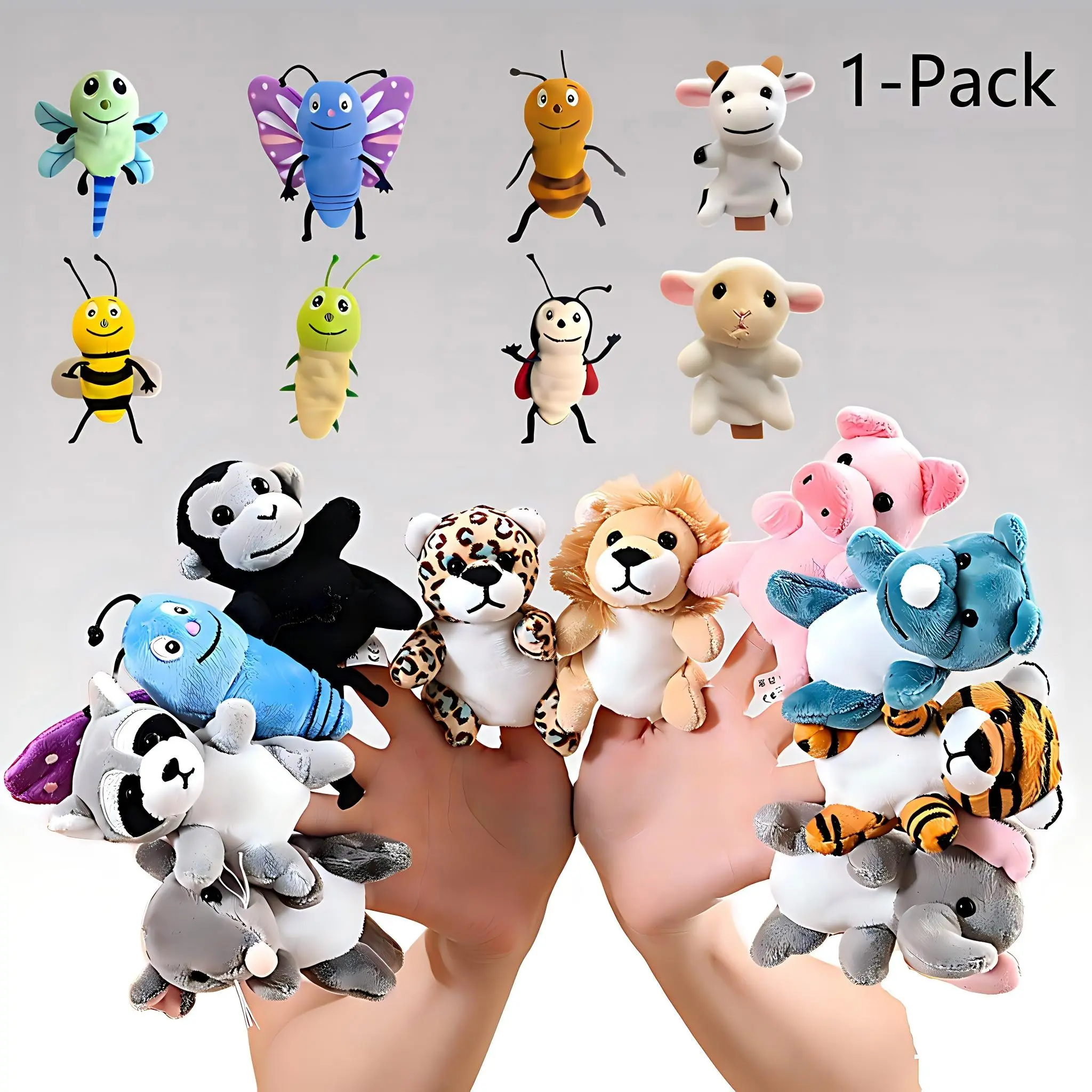 36 Different Stuffed Animal Finger Puppets Bulk Soft Plush Animals Finger Puppet Toys for Kids, Cute Animal Design Mini Plush Figures Toy Assortment for Boys & Girls, Party Favors for Shows, Playtime, Schools, Soft Huggable, Soft Cuddly Gift