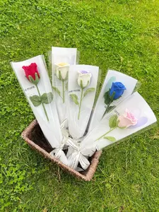 Crochet Rose Bouquet, Single Rose, Knitted Rose Flower, Valentine Present