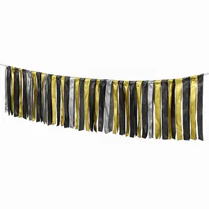 New Year's Oversized Fringe Garland - Black, Silver & Gold