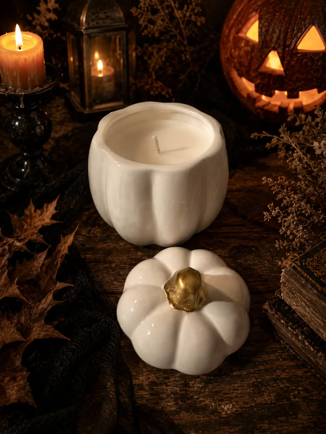Pumpkin Candle | Strong Scented Fall Candle | Reusable Ceramic Pumpkin Jar