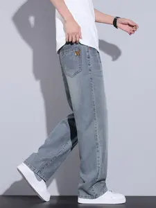 Men's Vintage Washed Wide Leg Jeans, Lightweight Breathable Summer Pants, Ice-Feel Denim, Street Style, Slimming & Tall Look