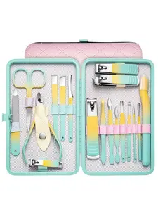 LMMAKE 18pcs Professional Stainless Steel Nail Clippers Set with Travel Case for Manicure & Pedicure Durable All-In-One Tools for Precise Grooming Ideal for Travel Home or Salon Use by Men Women and Family