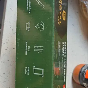 Royal Craft Wood Universal Knife Sharpening Set for Kitchen & Chef Knives, Double-Sided Whetstone, Wooden Angle Guide & Bamboo Base