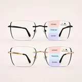 Progressive Photochromic Reading Glasses for Men & Women, Multifocal Light-Adaptive Readers for Near & Far Vision, Lightweight Rimless Eyeglasses