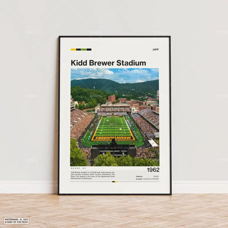 Kidd Brewer Stadium Poster: Appalachian State Mountaineers NCAA Art
