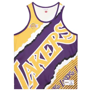 Mitchell & Ness Mens La Lakers Jumbotron 2 Sublimated Crew Neck Tank  Casual - Purple, Yellow