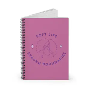 Soft Life Strong Boundaries Journal, Ruled Line Spiral Notebook, Writing Journal, Inspirational Notebook, Stationery Gift, Bullet Journal