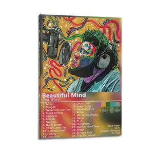 Rod Wave Beautiful Mind Poster for Bedroom Aesthetic Canvas Wall Art Living Room Posters Painting Picture Print Modern Family Decor Artist Bathroom Poster