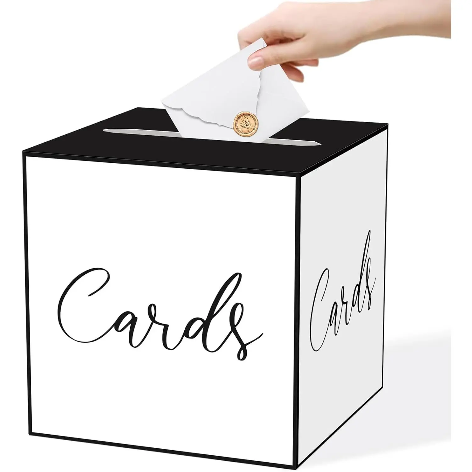 White and Black Card Box for Parties, Weddings, Birthdays, Bridal &  Showers, Anniversaries, Graduations & Retirements Party Decorations - Cards, Raffle, Wishes &  Card Boxes