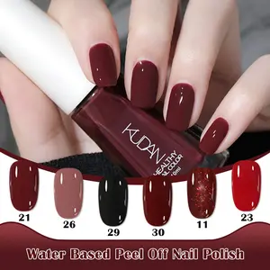 6Counts/Set KUDAN Quick Dry Nail Polish Set, Single Shade, Water-Based, No-Bake, Quick-Dry, Easy to Remove, Fragrance-Free, Hypoallergenic, Alcohol-Free, Nail Polish for DIY Manicure at Home & Salon, Need to Keep Dry Within 3-4h After Finished, Nail Care