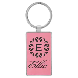 Leatherette/Metal Pink Oval Keychain