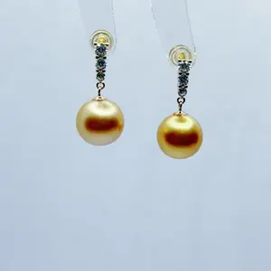 PEARLISM Fancy Design Southsea Golden Pearl Pendant Seawater Pearl  Earring  (11-12mm)-ASGE001