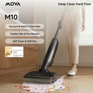 MOVA M10 Smart Cordless Wet-Dry Vacuum Cleaner and Mop for Hard Floors, Digital Display, Long Run Time, Great for Sticky Messes and Pet Hair, Space-Saving Design, 167°F Flashdry Self-Cleaning 18000Pa Suction
