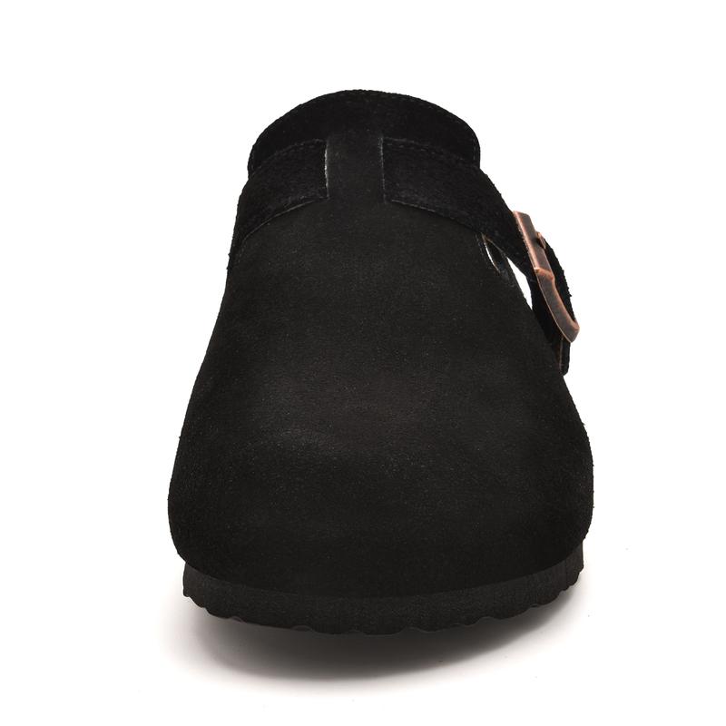 Meik Mangni Womens and Mens Clogs Soft Leather Mules Cork Footbed Sandals Non-Slip Comfort Potato Shoes