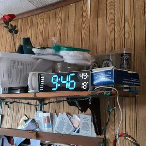 LED Digital Alarm Clock - Display Date, temperature and humidity / Two Alarm Clocks / Adjustable Brightness, Silent and Not Noisy, Suitable for Students and Office Workers, Gifts for Children, christmas decor Decor Bule