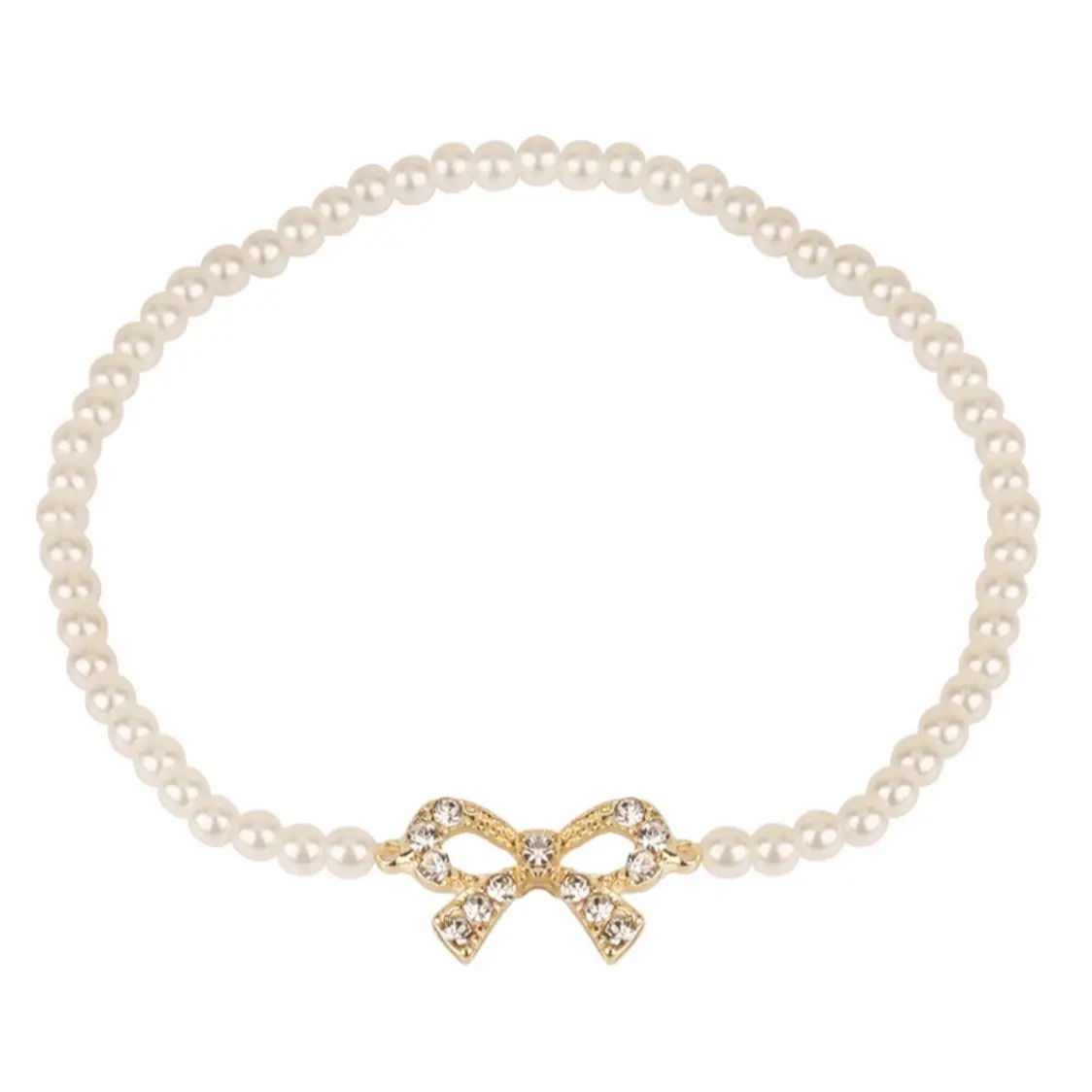 Pearl Bow Elastic Bracelet - Adjustable Fit, Lightweight Design, Perfect for Everyday Wear, Elegant Pearl Bow Design