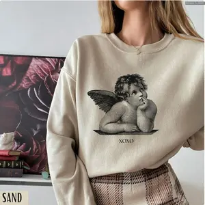 Light Academia Angel Valentine Love Sweater Hoodie T-Shirt, Cherub Angel XOXO Sweatshirt, Dark Academia, Alt Clothing , Solid Colors