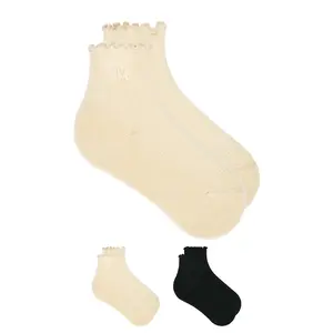Halfdays 2 Pack Ruffle Sock in Black & Oat Milk