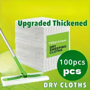 100 Sheets Static Dusting Cloths, Disposable Dry Wipes for Home Use, No Wash Hair & Dust Cleaning Mops, Flat Mop Pads, Floor Cleaning Supplies