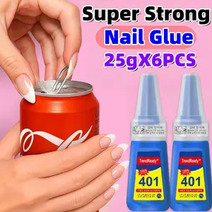 2PCS TrendReady 401 Nail Glue — 150% stronger hold, up to 90 days long-lasting, no UV light needed, fast bonding and waterproof; suitable for heavy gels used in press-on and art manicures. 25 g capacity, ultra-strong adhesion—ideal for nail supplies and s