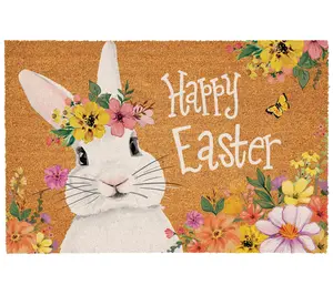 Evergreen 36"x24" Floral Bunny Coir Doormat