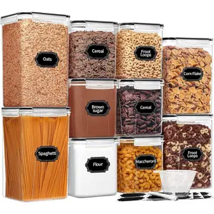 Large Airtight  Storage Containers with , 10 Pack Cereal Containers Storage Set -  Pantry Organizers and Storage for Flour, Sugar & Rice with Measuring Cup, Labels & Marker