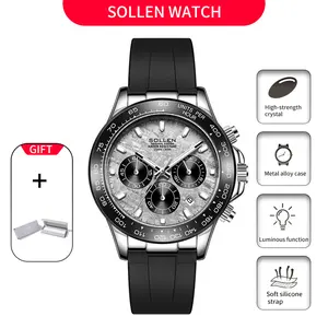 [0407] Luxury Men's Multifunction Quartz Watch – Large Dial Day/Date Display, 24-Hour Chronograph, Water-Resistant Silicone Strap, Modern Sport Design | Premium Gift for Boyfriend, Husband, Christmas, Valentine’s Day, Father’s Day & Anniversaries – 713