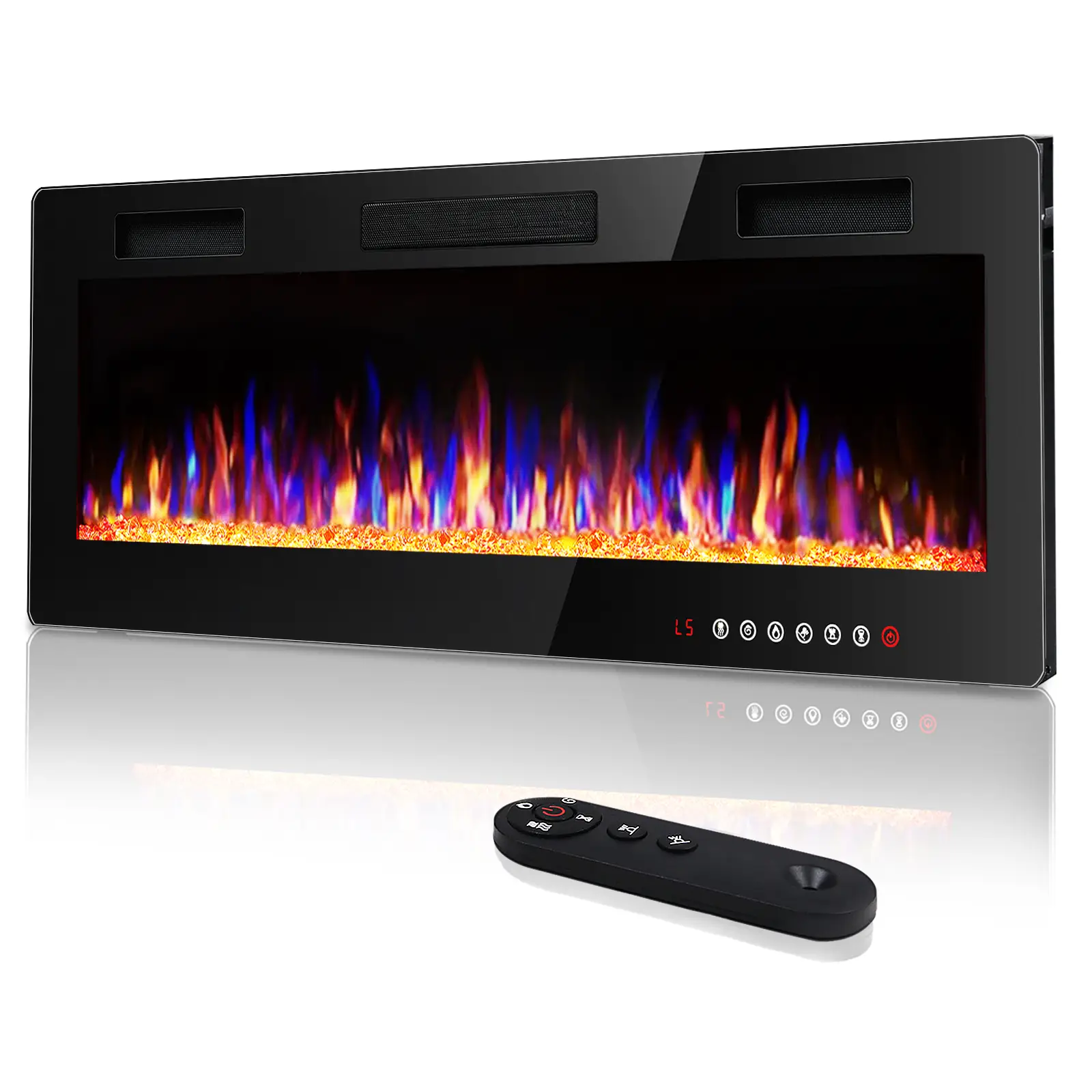 Electric Fireplace for Living Room in-Wall Recessed and Heater with Multicolor Flame,Timer,750/1500W,Touch Screen & Remote Control household warmer