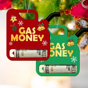 2pcs Gas Money Wooden Christmas Cash Money Clip Gift, Merry Christmas Christmas Tree Decoration Hanging Decoration, Cash Bonus Gift, Gift Box Wrap Money Clip, Christmas Decoration, Ornaments