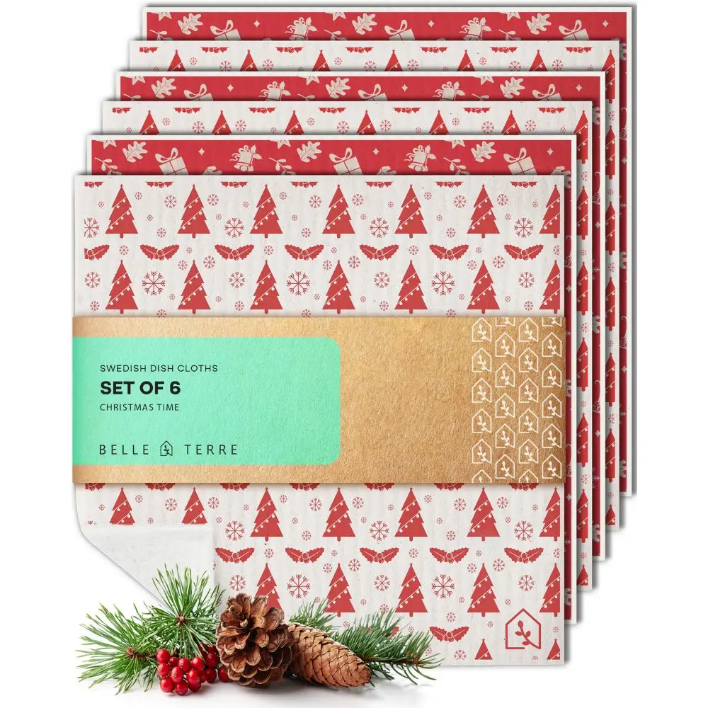 Belle Terre Swedish Dish Cloths for Kitchen – Premium Papaya Reusables - Eco-friendly, Reusable Dish Cloths and Towels