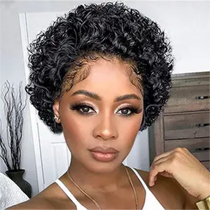 Pixie wig short Wig 13*1 frontal lace easy to wear 100% human hair 180% Density Lace Front Wigs,Raw Brazilian Human hair,for black woman.