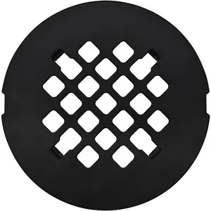 4 ¼” Matte Black Snap-in Shower Drain Cover - Premium Round Black Grate Replacement - 4.25" OD Strainer - Easy Install - Durable Solid Brass Construction