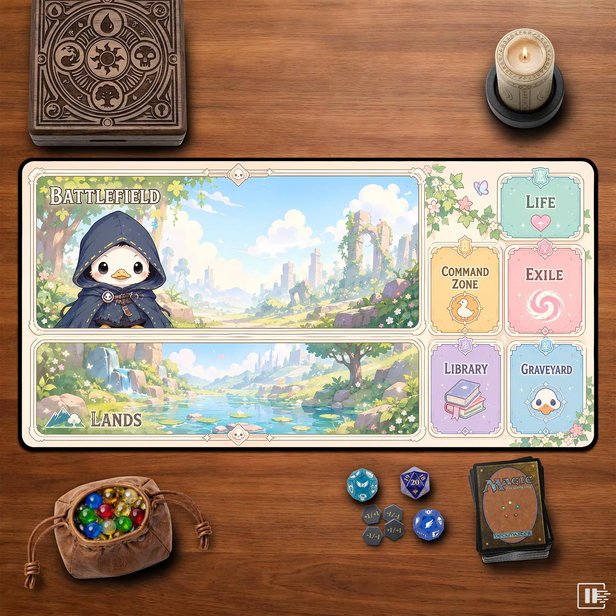 Cute Duck MTG Playmat, Fantasy TCG Desk Mat Magic The Gathering Accessory