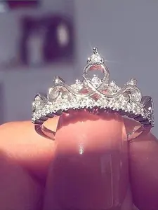 Light luxury elegant crown ballet style women's ring suitable for daily versatile banquets, parties, and holiday gifts