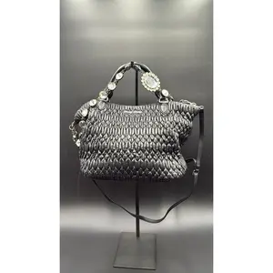 Pre-owned Leather Luxury Bags & Accessories Miu Miu Nappa Crystal Tote Bag, Black Date Code: NODC06162605. Entrupy ID: .