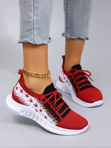 Women's Fashionable Patchwork Lace Up Low Top Sneakers, Casual Comfortable Breathable Lightweight Sports Running Shoes, All-match Basic Shoes for Daily Wear