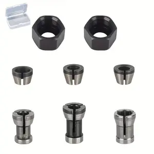 8-Piece Hard Alloy Router Bit Extension Set, Long Clamps Conversion Kit for Woodworking Milling Tools, Precision Carving Machine Accessories DIY Enthusiasts