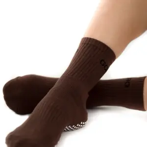 The Earth Flow Brown Organic Socks for Pilates & Yoga - Signature Grip, Soft Comfort, Versatile for Various Exercises Fitness Womenswear