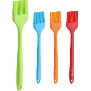 4PCS Silicone Basting Pastry Brush Set - Heat Resistant Food Brush for BBQ Grill Baking Kitchen Cooking - BPA Free Dishwasher Safe Multicolor 4 Pcs