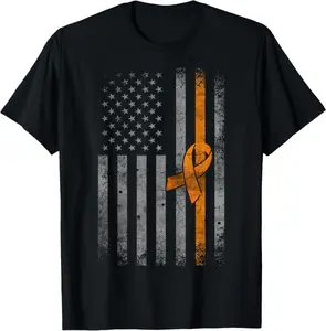 Vintage American Flag Leukemia Awareness T-Shirt
