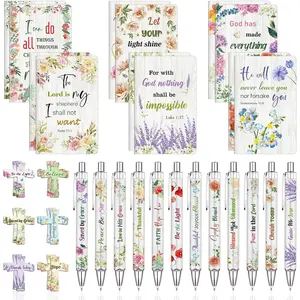 36 Pcs Christian Bulk Gifts for Women Include 12 Mini Bible Verse Notepads, 12 Scripture Ballpoint Pens  12 Cross Bookmarks, Cute Religious Notebooks Gifts Prizes Party Favors, 3.5"x5.5"