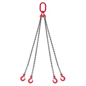 VEVOR Chain Sling, 1/4 inx 5 ft Lifting Chains with 4 Leg Grab Hooks, Heavy Duty G80 Alloy Steel Lifting Sling, 6600LBS Capacity, Adjustable Engine Chain Hoist Lifts for Cargo Towing