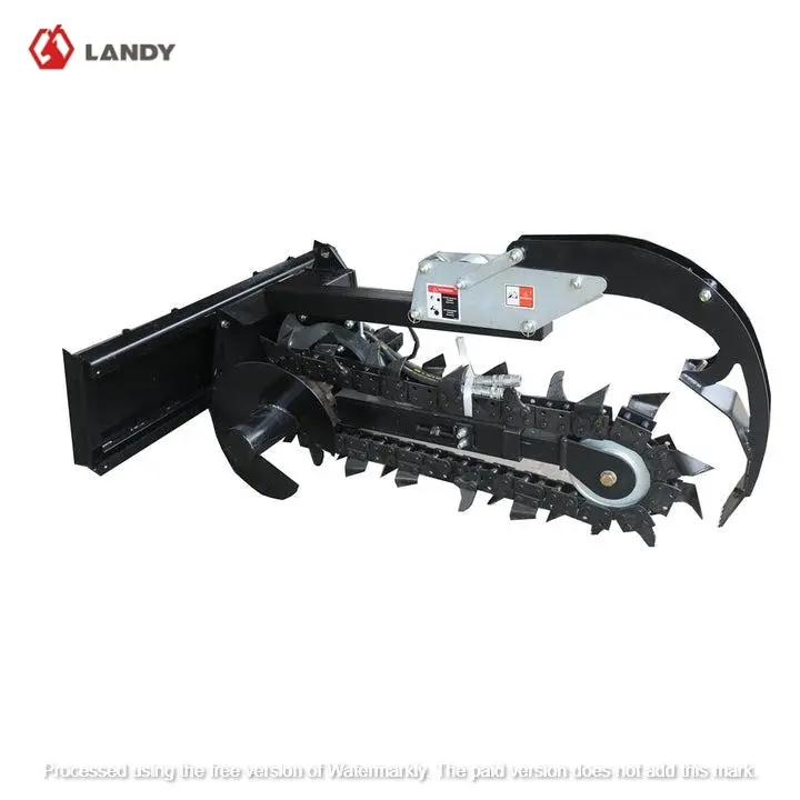Heavy-Duty Skid Steer Trencher Attachment - Universal Mount Plate, 6" Wide, Up to 37" Depths, 16 GPM, Side Shift, Pipe Laying Function, 10878 PSI, 2A Level Installation, 69.2"L x 48.1"W x 16.5"H, 699 Lb, USA Stock, Earth/Rock/Concrete, Adjustable Depth, 4