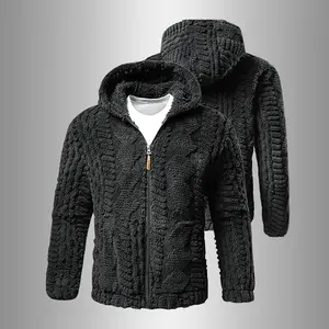 Men's Diamond Quilted Warm Hoodie Jacket - Casual Long-Sleeve Pull-On Tops, Menswear Outerwear