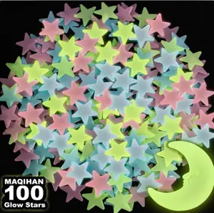 500 pcs Glow in the Dark Stars for Ceiling - Glowing Stars and Moon Stickers Estrellas in oscuridad para techo de cuarto Plastic Space Galaxy Decals Bedroom Wall Decorations