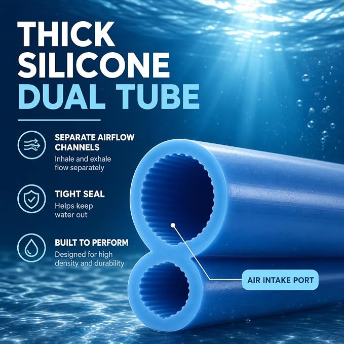 Diving Oxygen Supply Set, Scuba Breathing Tube with Splash-Resistant Single-Head/Dual-Head Regulator, Silicone Leak-Proof Underwater Breathing Valve, Snorkeling Mask Snorkels for Diving Training, Underwater Snorkels