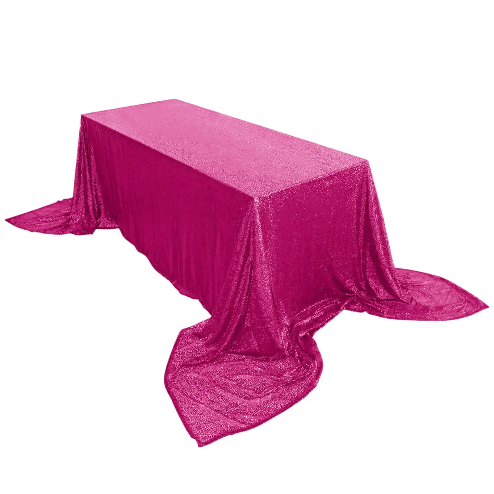 Fuchsia Seamless Sequin Rectangle Tablecloth, 90x156in Party Table Decor for Weddings, Twinkling Household Kitchen Linen, Wedding