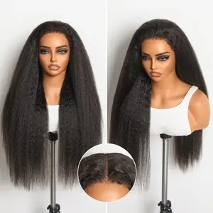 NewBorn Hairline Kinky Straight 4x6 Lace Closure with Realistic Hairline Human Hair Wig with Natural 4C Edges