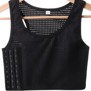 VibeFit 2026 New Transgender Tomboy FTM Chest Binder Adjustable Affordable Mesh Breathable and Strong Compression Tank Top Trans Bra Binder