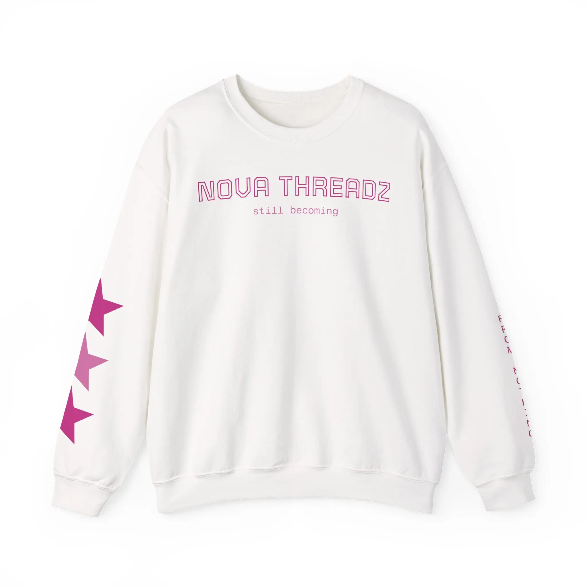 Nova Threadz Logo Crewneck Sweatshirt | Pink Star Sleeve